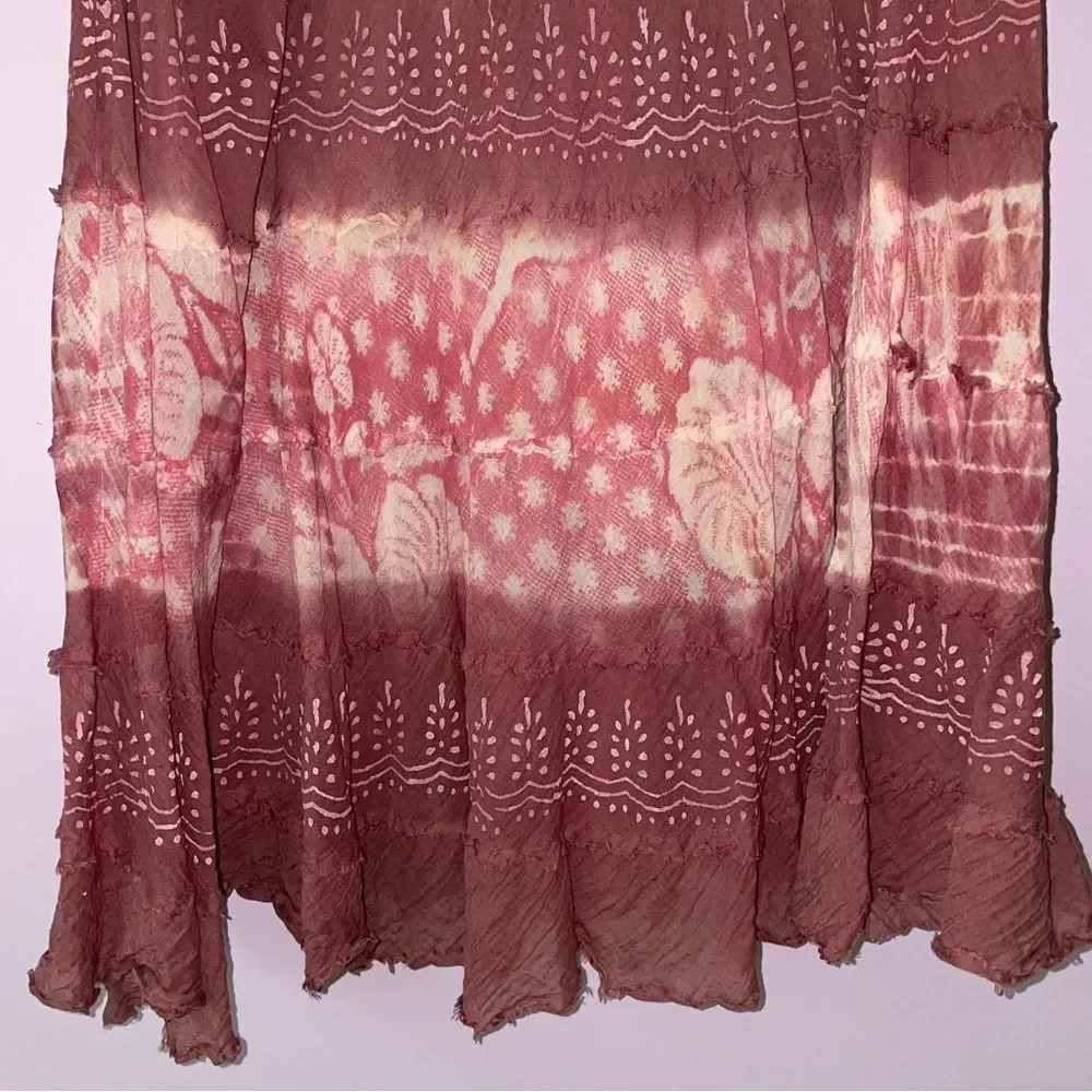 Metro Wear Skirt M Boho Blush Pink Tiered Pull On Cotton